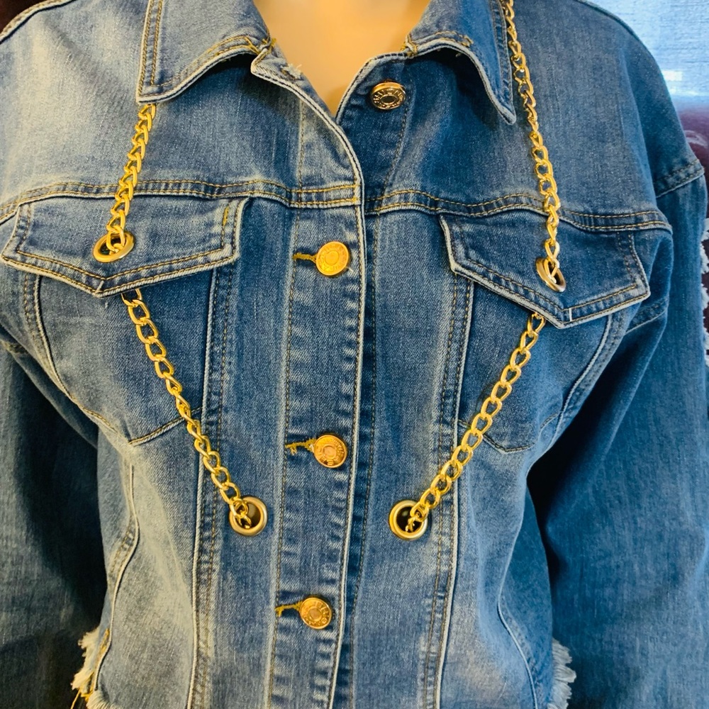 Denim Chain Jacket - Picture 3 of 14